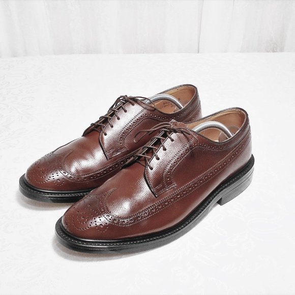 Stuart Mcguire Brown Leather Wingtip Dress Oxford Men's 9.5 Wide - Picture 1 of 10